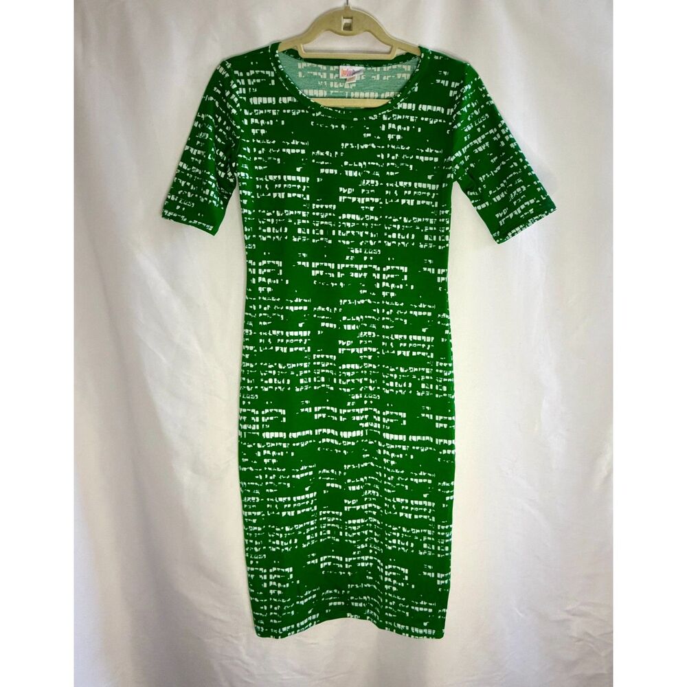 NWOT LuLaRoe green and white Julia Dress. Size XXS